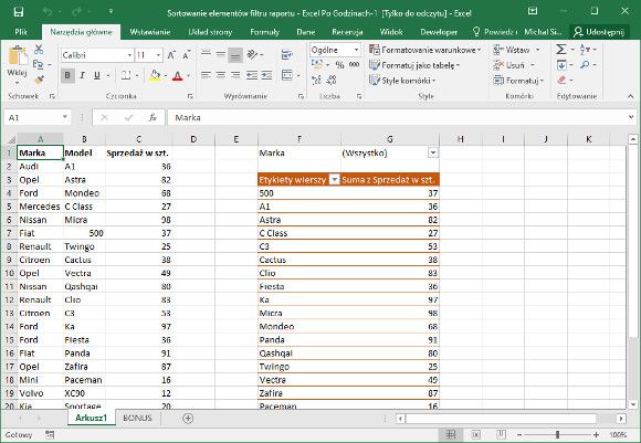 Excel - widok chroniony