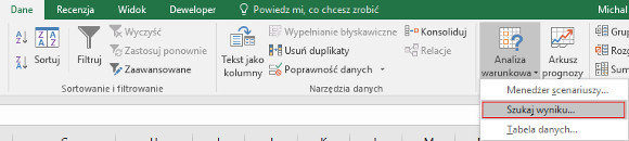 excel szukaj wyniku