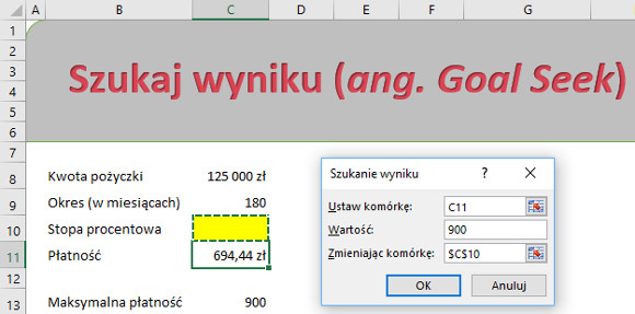 excel szukaj wyniku