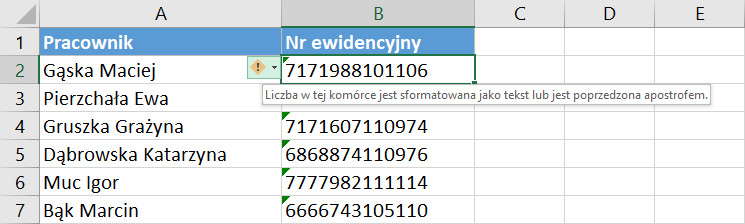 Jak zamienić tekst na liczby w Excelu